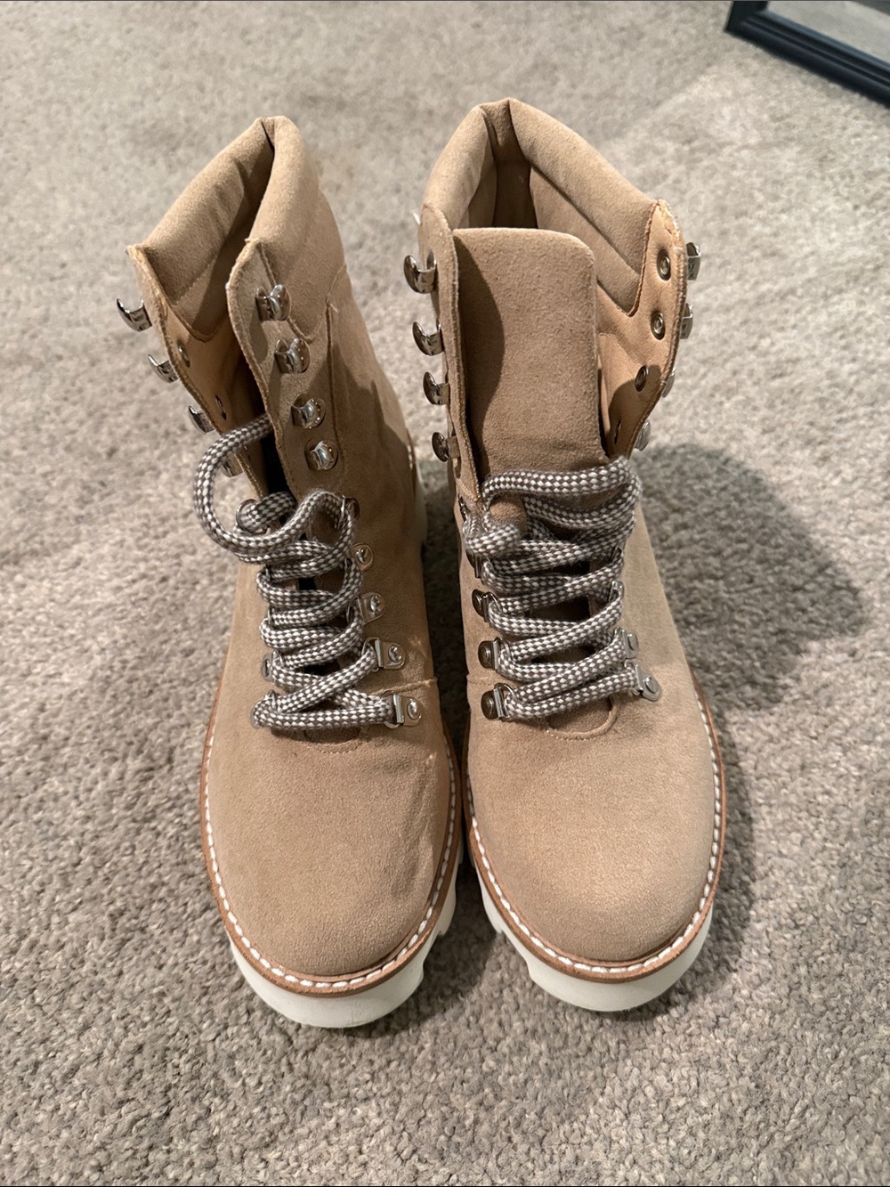 Mi.iM Women's Lace-Up Suede Boots in Taupe